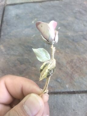 Handcrafted Pink and Gold Rose Brooch - Women Jewelry
